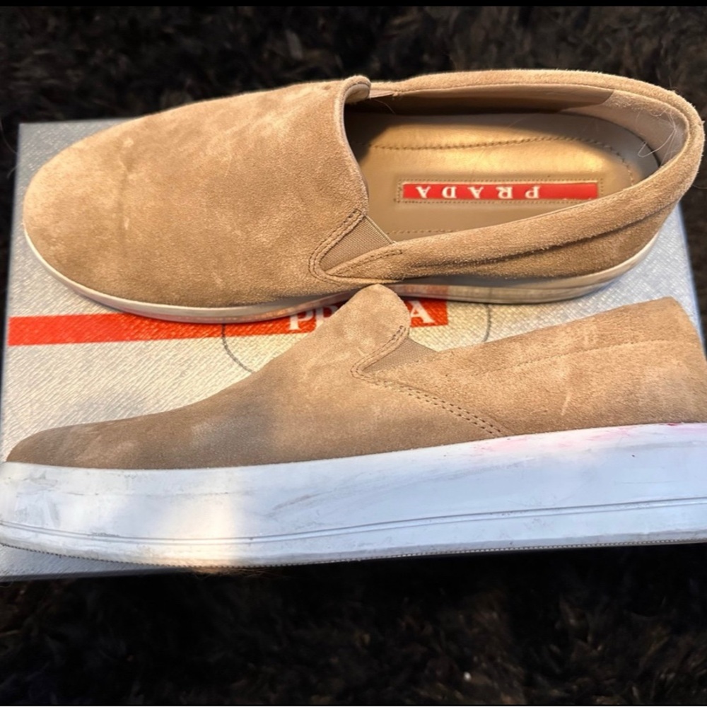 Prada women’s Beige Suede Loafers